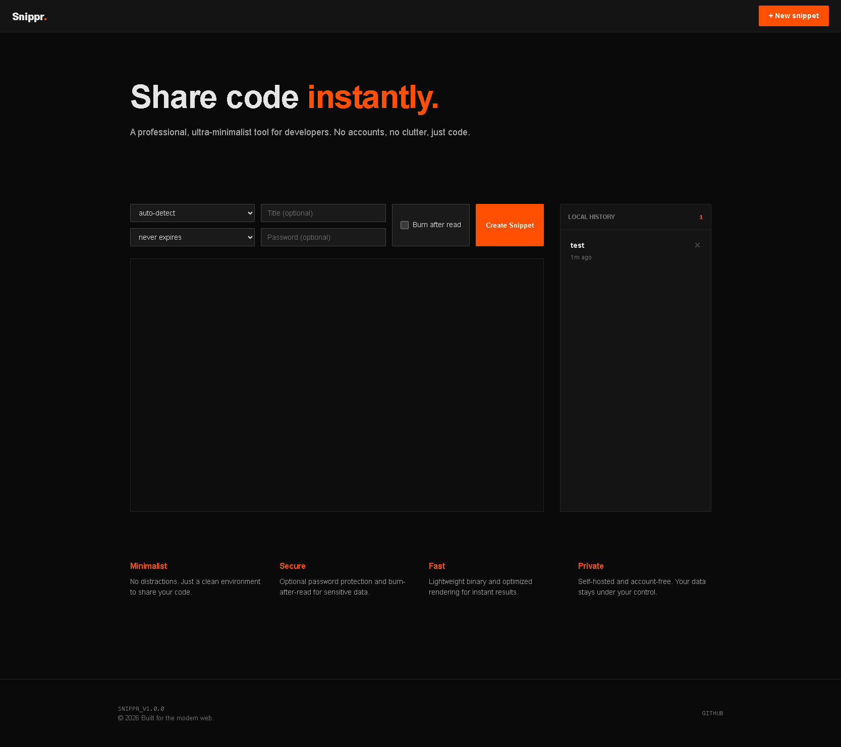 Desktop view of Snippr